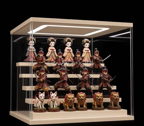 Vitrine d'exposition lumineuse en acrylique sur mesure à 5 étages pour objets de collection