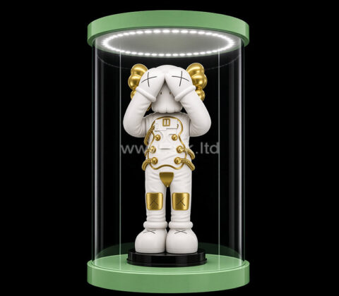 Vitrine d'exposition LED sur mesure avec figurine ronde en acrylique