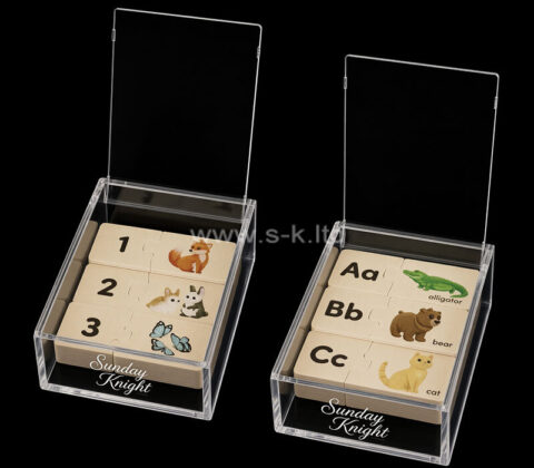 Juego personalizado de bloques de acrílico con el abecedario y los números, con caja incluida