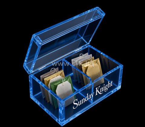 Caja de acrílico personalizada para guardar bolsitas de té con separador