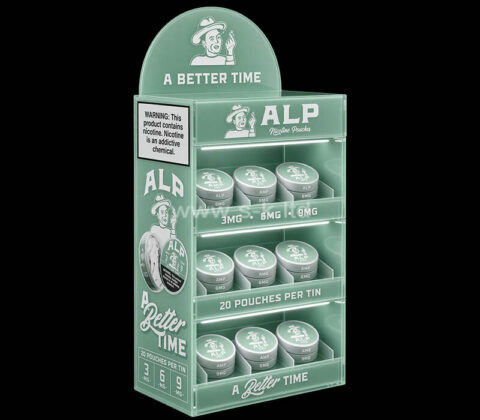 Custom acrylic ALP nicotine pouches LED display cabinet