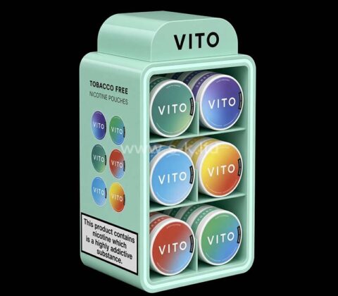 Custom acrylic countertop VITO nicotine pouches display cabinet