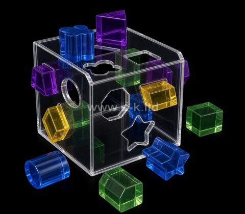 Cubo de acrílico personalizado con formas para clasificar, con caja