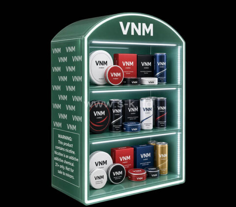 Maßgefertigte LED-Vitrine aus Acryl für VNM-Nikotinbeutel